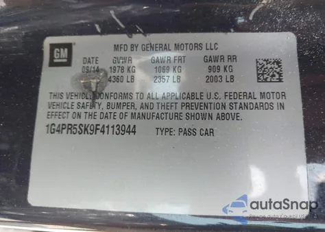 2015 Buick Verano Convenience Group z USA, uszkodzony, nr VIN 1G4PR5SK9F4113944